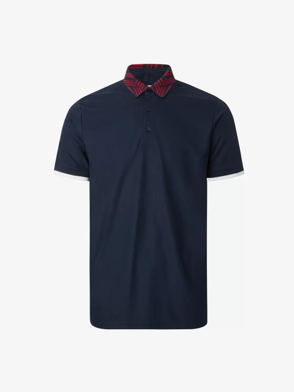 M Collar Block Polo Navy – Stylish Contrast Collar Polo Shirt