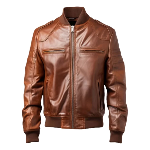 Vintage Brown Leather Bomber Jacket Mens | Classic Genuine Leather Style
