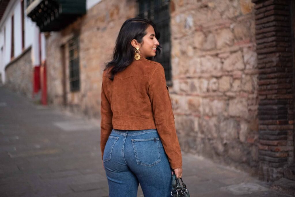 Leather Jackets with Wide-Leg Jeans