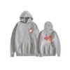 Light Grey Stray Kids Miroh Hoodie with Red Album Graphics and SKZ Front Logo
