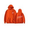 Bright Orange Stray Kids Miroh Hoodie with Bold Back Graphic and Front Logo