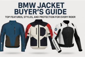 BMW jacket buyer’s guide showing Cordura, textile, and leather motorcycle jackets with top features and rider protection